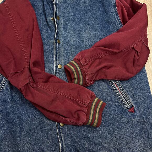 Vintage Eagles Ridge Outfitters XL Snap Up Blue/Red Denim Bomber Jacket - Picture 5 of 8